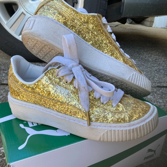Basket platform glitter pumas gold 7w - Picture 1 of 4